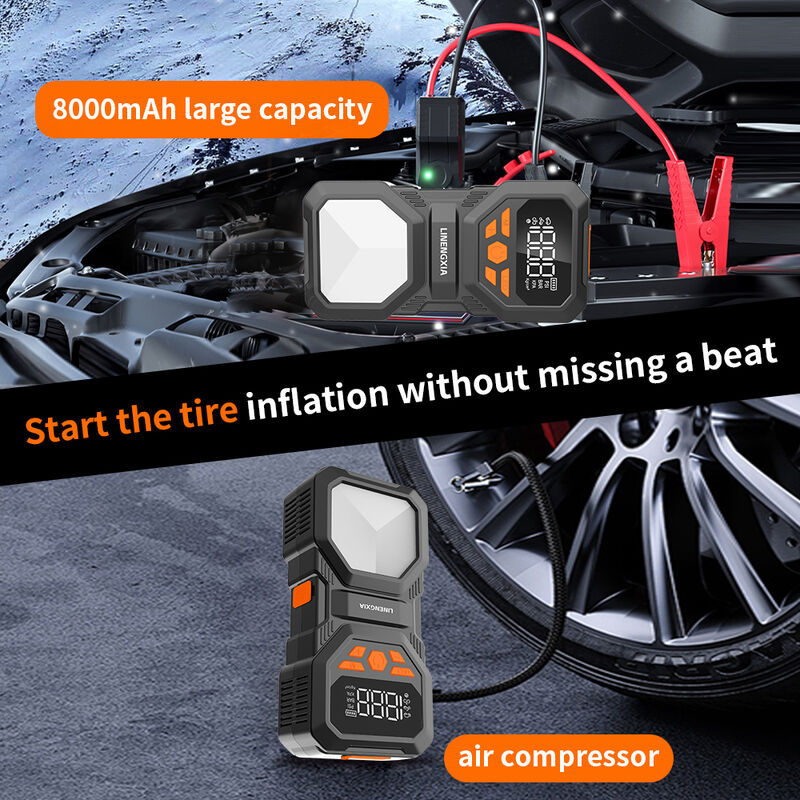 Multifunctional 4 In 1 Car Jump Starter Pack 1200A Portable Jump Starter Pack QC3.0 Fast Charging