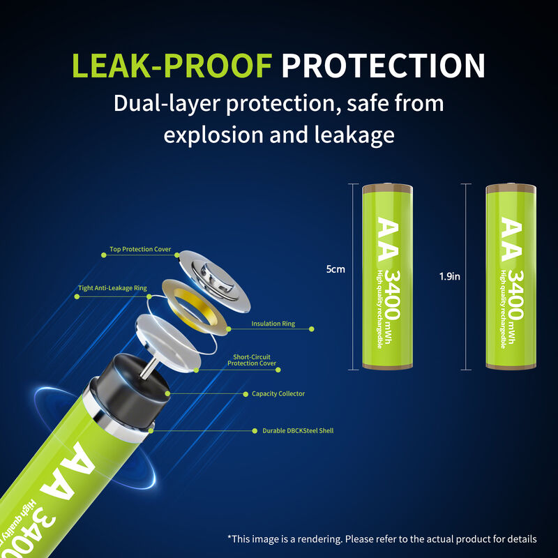 3400mWh AA Baterai isi ulang 1.5V AA Baterai Lithium isi ulang dengan 1000 siklus hidup