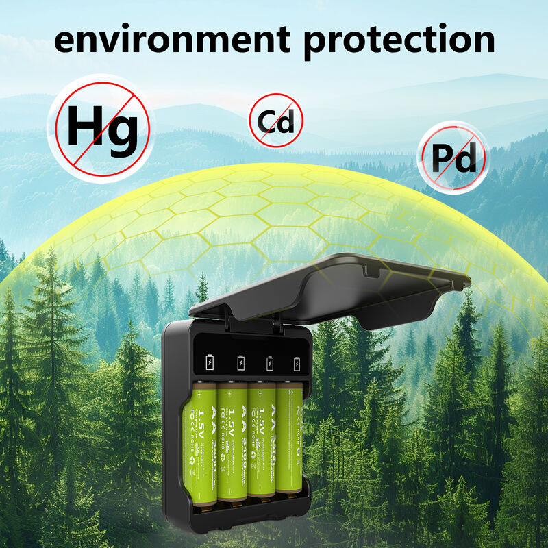 3400mWh AA Baterai isi ulang 1.5V AA Baterai Lithium isi ulang dengan 1000 siklus hidup