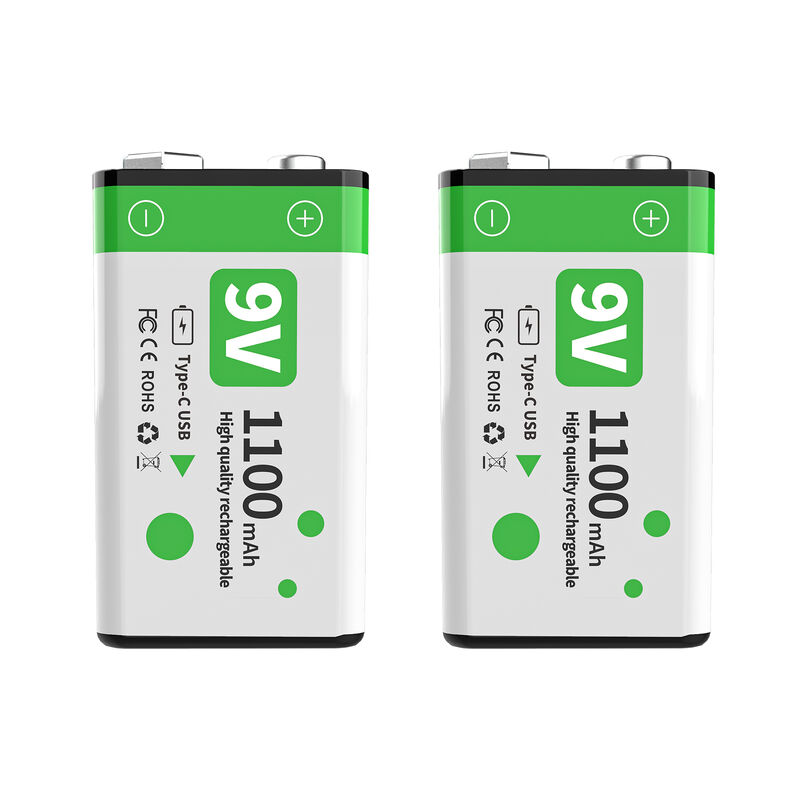 USB-C充電と800サイクルの寿命を備えた1100mAh 9V充電式バッテリーパック（電子機器用）