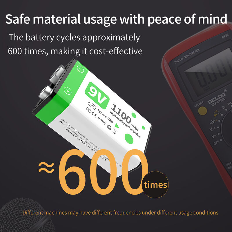 1100mAh 9V Lithium Rechargeable Battery Pack USB-C For Power Tools And Home Appliances