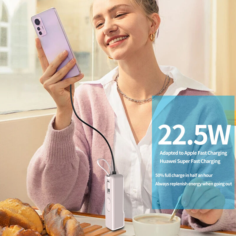 22.5W đầu ra sạc nhanh Power Bank loại C 3 trong 1 5000 Mah sạc di động
