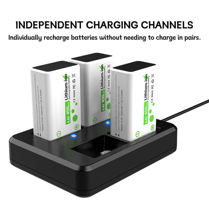 450mAh 9V Rechargeable Batteries 1200 Cycles Rechargeable Li Ion Battery For Fast Charging