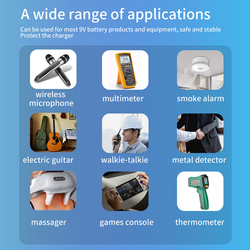 450mAh 9V Rechargeable Batteries 1200 Cycles Rechargeable Li Ion Battery For Fast Charging