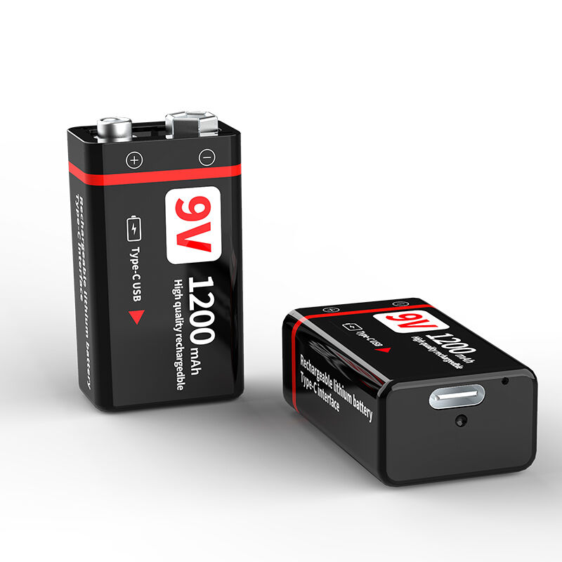 Type C 9V Rechargeable Batteries 1200mAh Rechargeable Lithium Battery Fast Charging 800 Cycles Life