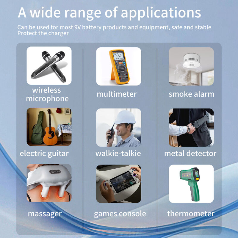 4-Pack 9V Rechargeable Batteries Lithium with 1100mAh High Capacity and Type-C Charging for 800 Cycles