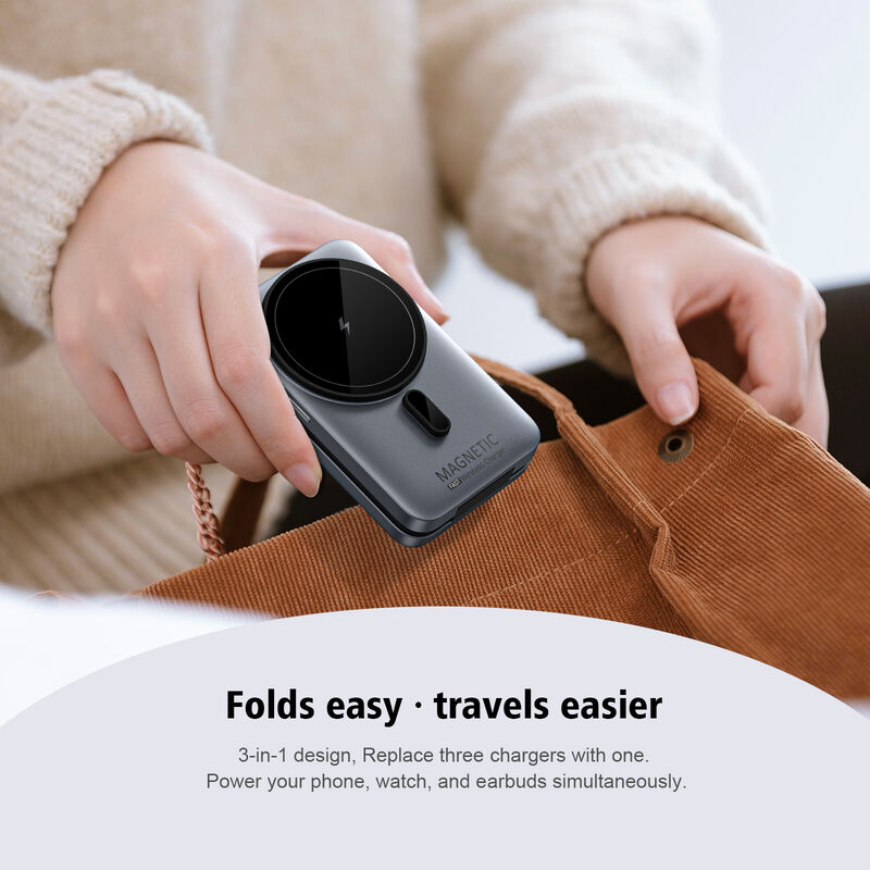 Ultra Slim 3-in-1 Magnetic Wireless Charger with 360° Adjustable Stand for iPhone, Apple Watch, and AirPods