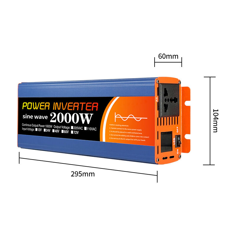 Portable Solar Inverter 2000W Peak Power with Pure Sine Wave and 110VAC/220VAC Output for Home Use