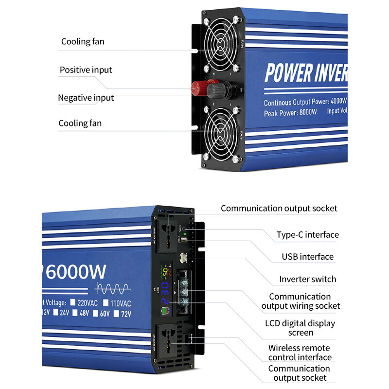 6000W Peak Power Portable Power Station with 110V/220V AC Output and Low Voltage Alarm