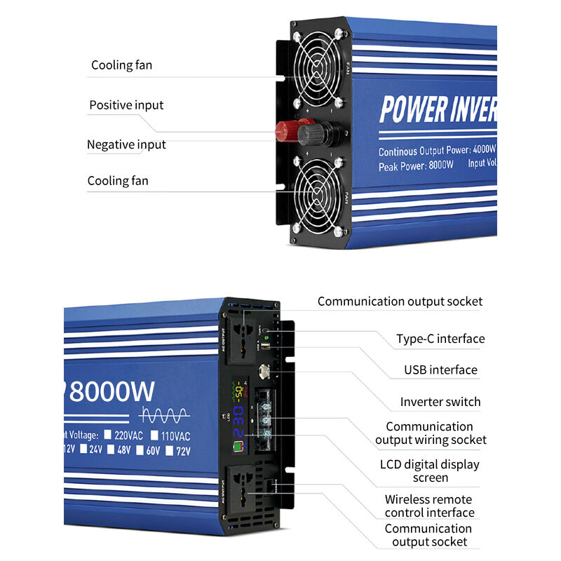 24V/48V/60V 8000W Peak Power Pure Sine Wave Solar Inverter for Home Use with Lithium-Ion Battery Compatibility