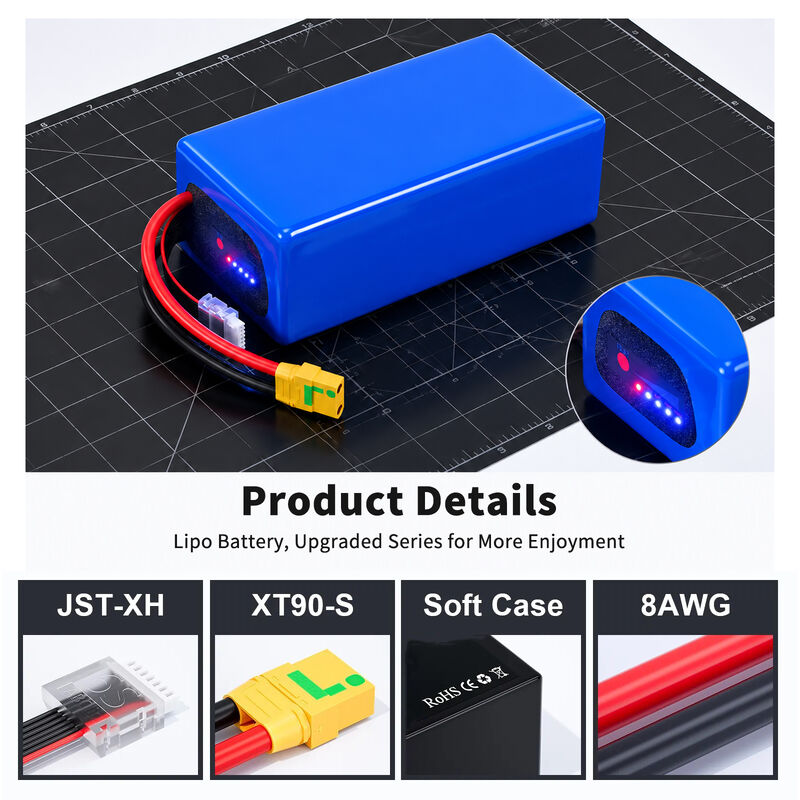 Custom Polymer FPV Drone Batteries with 22.2V-88.8V Options and High-Rate Discharge for Optimal Performance
